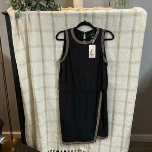 Scarlett by Prettygarden Black Midi Dress Sleeveless Gold Sequences NWT